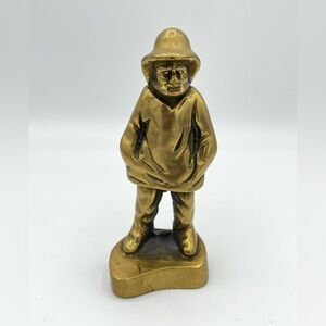 Old Salt Heavy Brass Fisherman Figure 5½" Tall